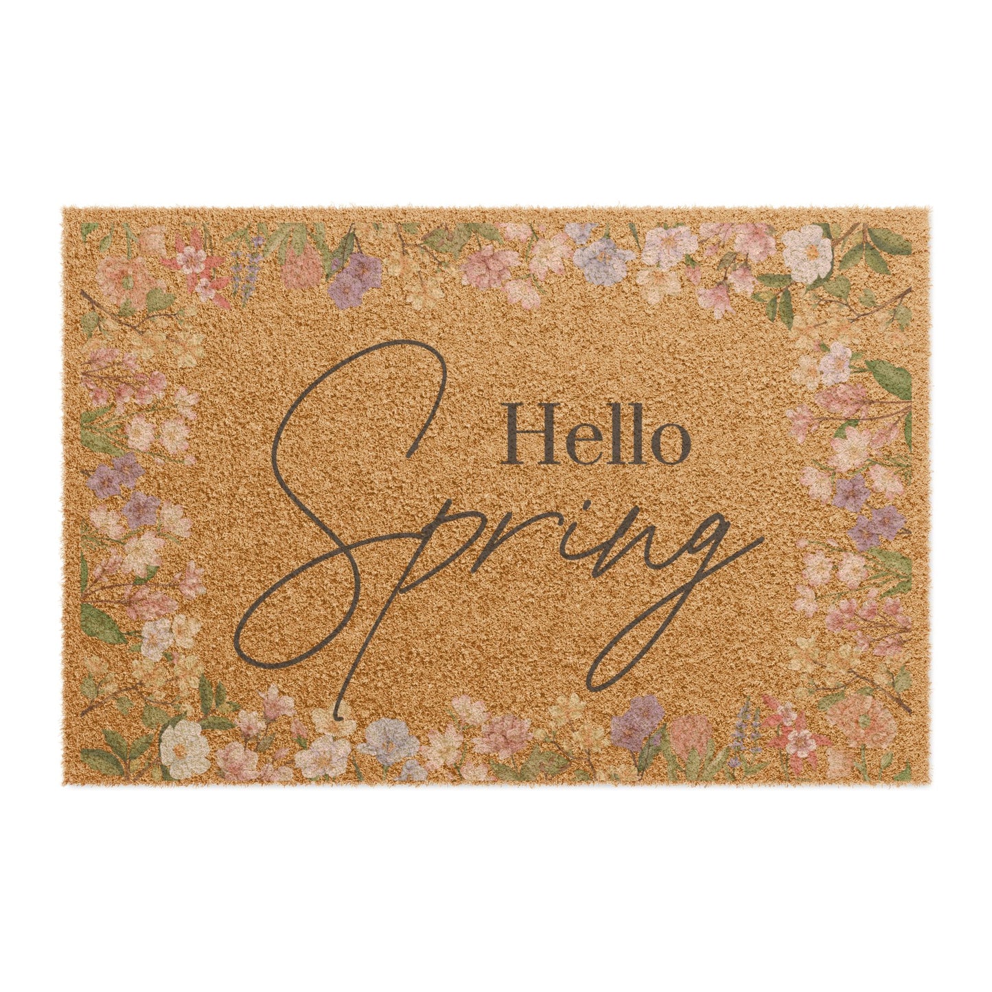 Hello Spring Floral Doormat - Seasonal Welcome Mat for Entryway