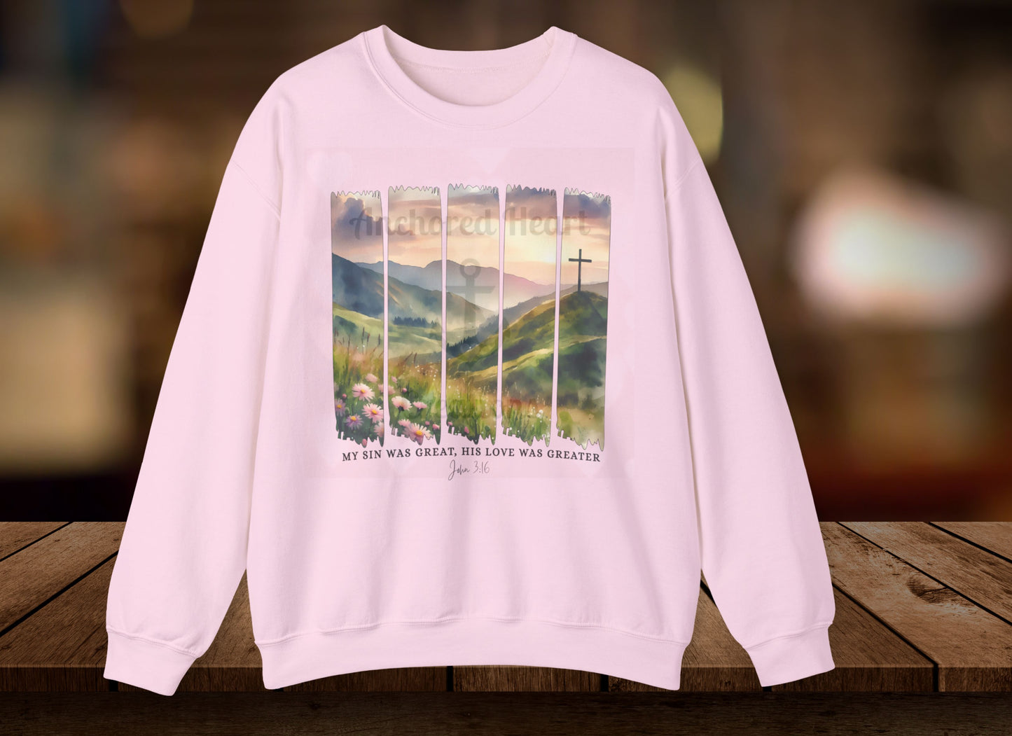Inspirational Mountain Landscape Crewneck Sweatshirt, Motivational Gift, Nature Lover Apparel, Emotional Comfort Wear, Christian