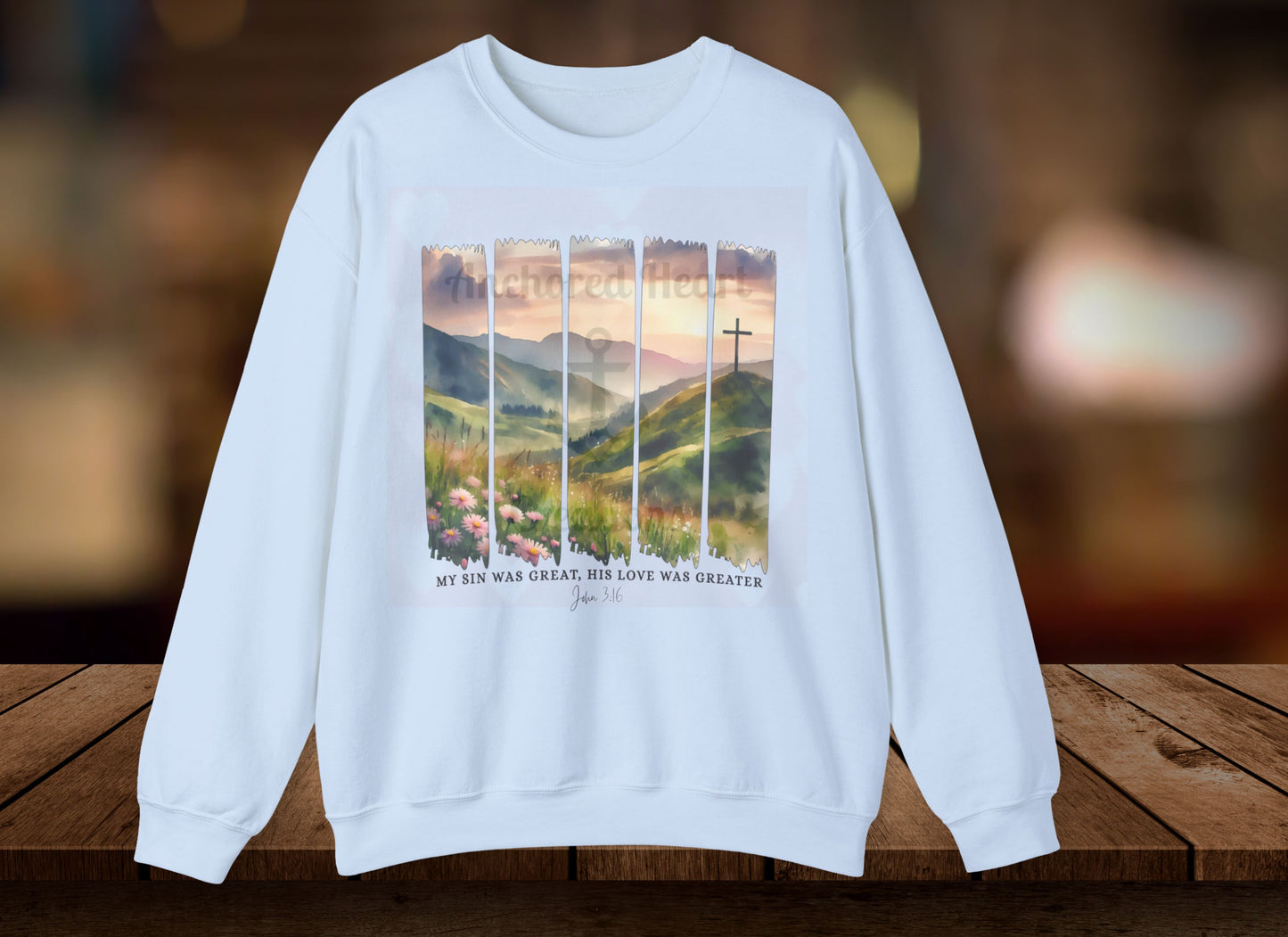 Inspirational Mountain Landscape Crewneck Sweatshirt, Motivational Gift, Nature Lover Apparel, Emotional Comfort Wear, Christian