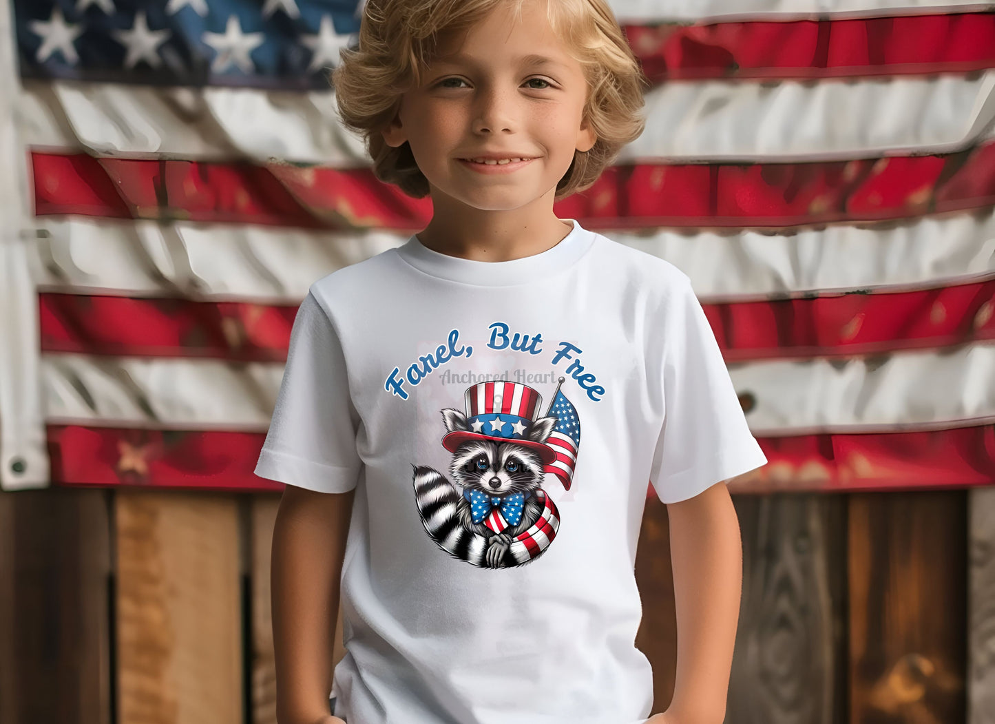 Toddler Raccoon Tee, 4th of July Shirt, Patriotic Farel, but Free, Shirts for Toddlers, Independence Day Outfit