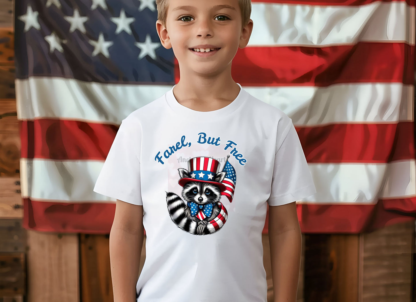 Toddler Raccoon Tee, 4th of July Shirt, Patriotic Farel, but Free, Shirts for Toddlers, Independence Day Outfit