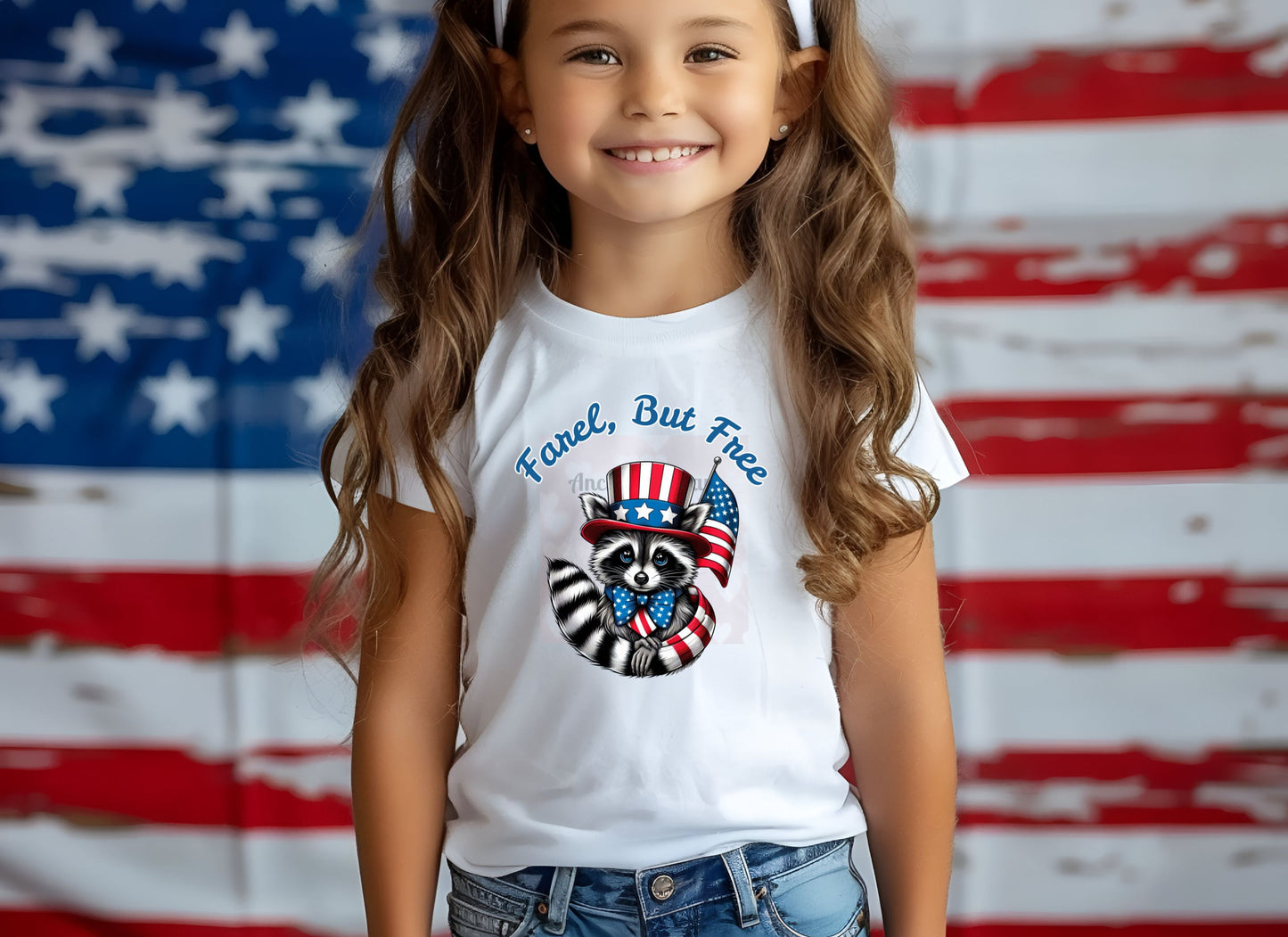Toddler Raccoon Tee, 4th of July Shirt, Patriotic Farel, but Free, Shirts for Toddlers, Independence Day Outfit
