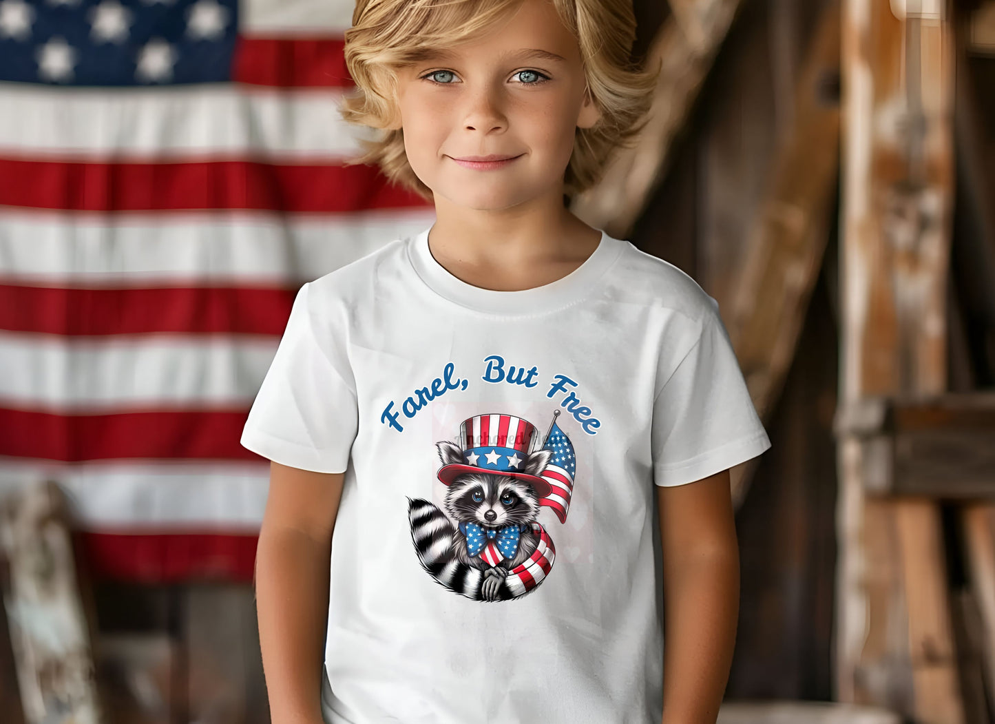 Toddler Raccoon Tee, 4th of July Shirt, Patriotic Farel, but Free, Shirts for Toddlers, Independence Day Outfit