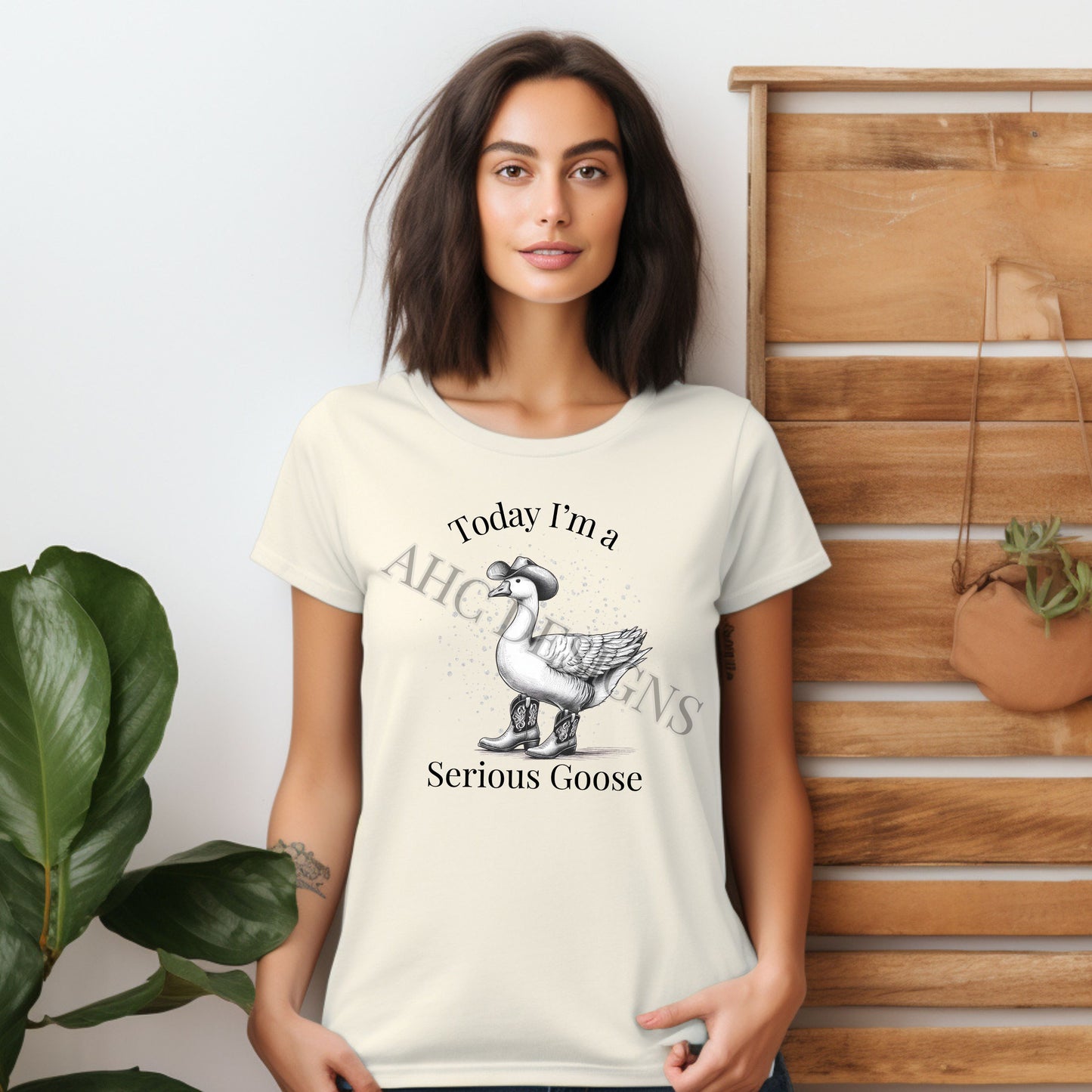Today I'm a Serious Goose Women's T-Shirt | Funny Animal Graphic Tee | Bella Canvas Natural Color | Western Attire Goose Design