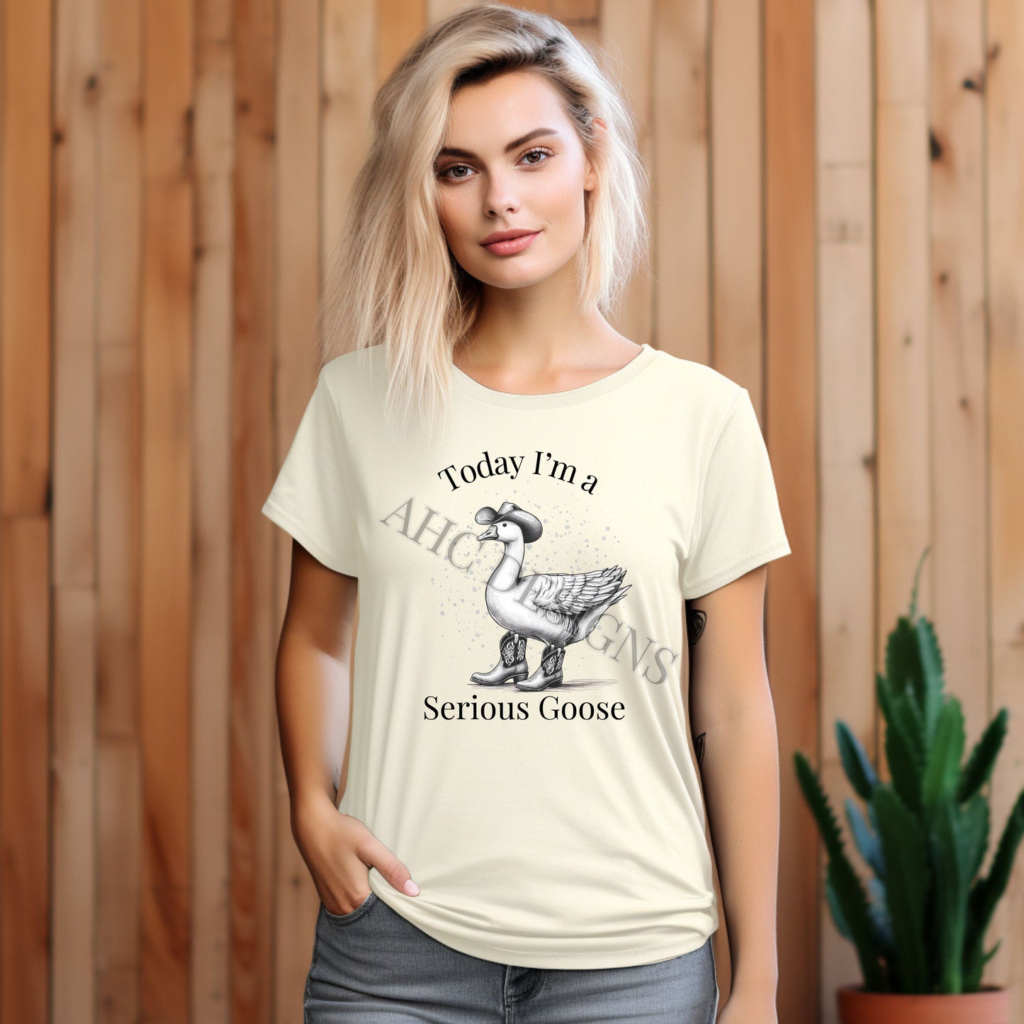 Today I'm a Serious Goose Women's T-Shirt | Funny Animal Graphic Tee | Bella Canvas Natural Color | Western Attire Goose Design