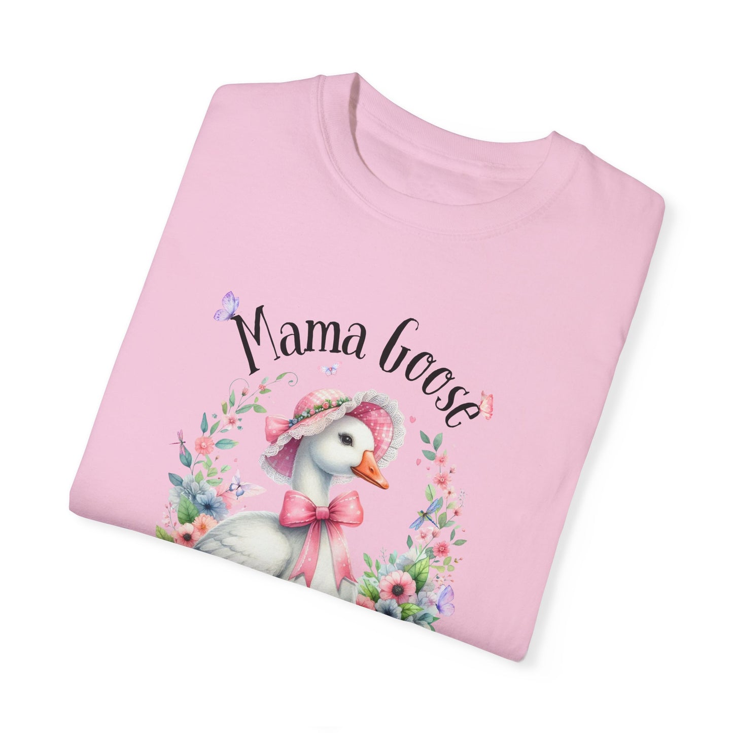 Mama Goose Unisex T-shirt, Mother's Day Gift, Sweet Goose, Wildflowers, Butterflies, Mom Shirt, Gift for Her
