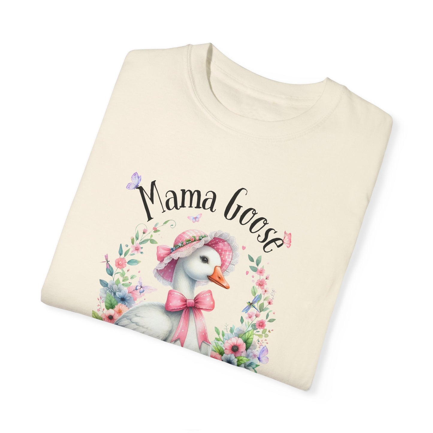 Mama Goose Unisex T-shirt, Mother's Day Gift, Sweet Goose, Wildflowers, Butterflies, Mom Shirt, Gift for Her