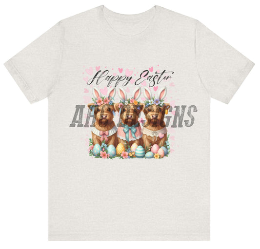 Easter Themed Unisex Jersey Tee – 'Happy Easter' Dog Design