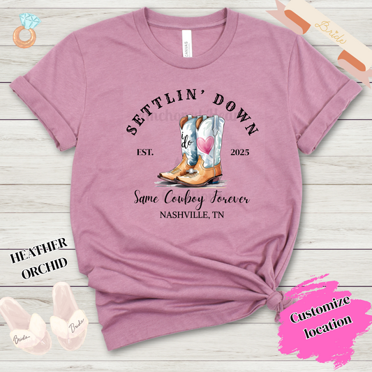 Settlin' Down Cowboy Tee, Western Style T-Shirt, Country Music Lover Gift, Ranch Life Shirt, Casual Everyday Wear, Perfect for Cowboy Fans