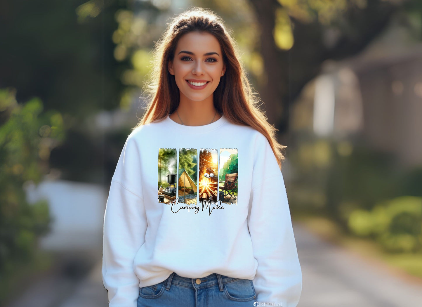 Camping Mode Unisex Heavy Blend Crewneck Sweatshirt – Cozy Outdoor Adventure Apparel