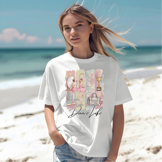 Dance Life Unisex Garment-Dyed T-shirt for Teens, Dance Moms, Ballet Dancers. Perfect Dance Mom Gift, Dance Class Shirt, Dance Teacher