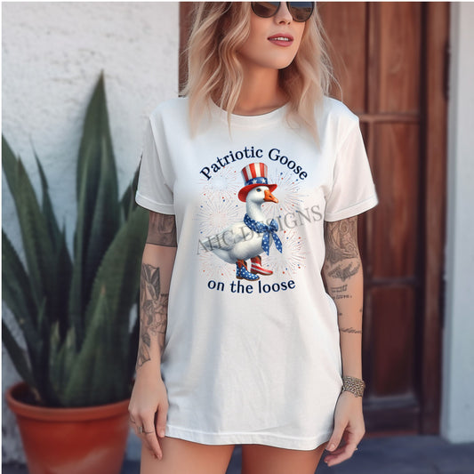 Patriotic Goose Tee - July 4th Celebration Shirt