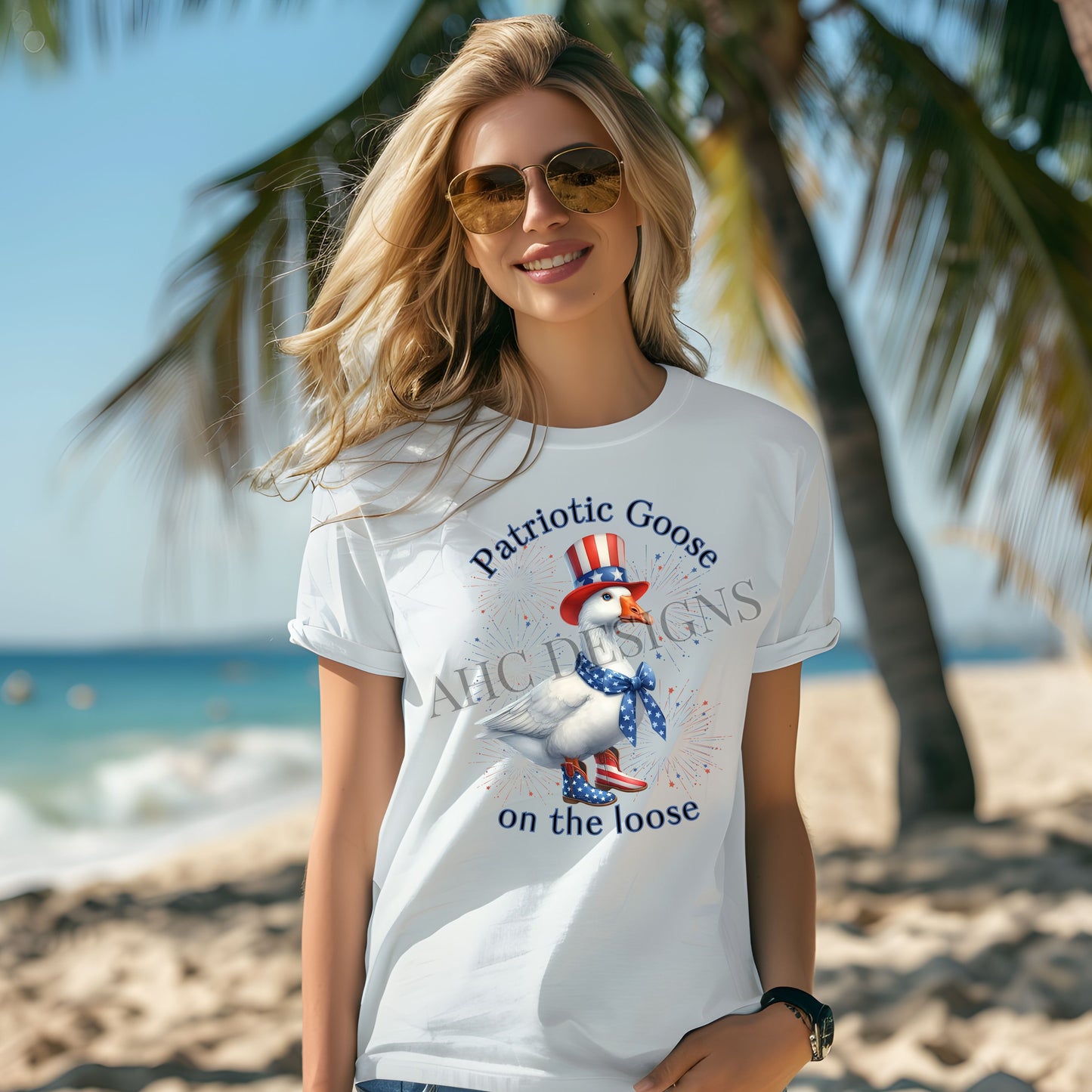 Patriotic Goose Tee - July 4th Celebration Shirt