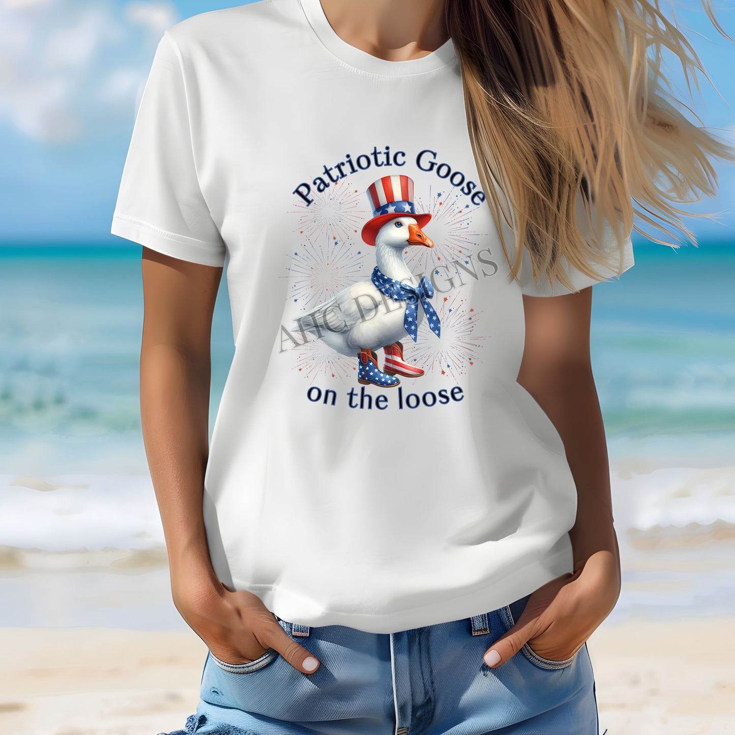 Patriotic Goose Tee - July 4th Celebration Shirt