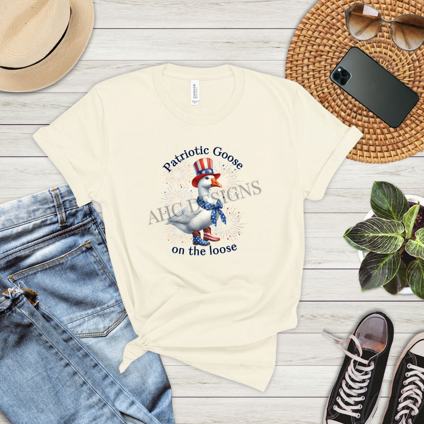 Patriotic Goose Tee - July 4th Celebration Shirt