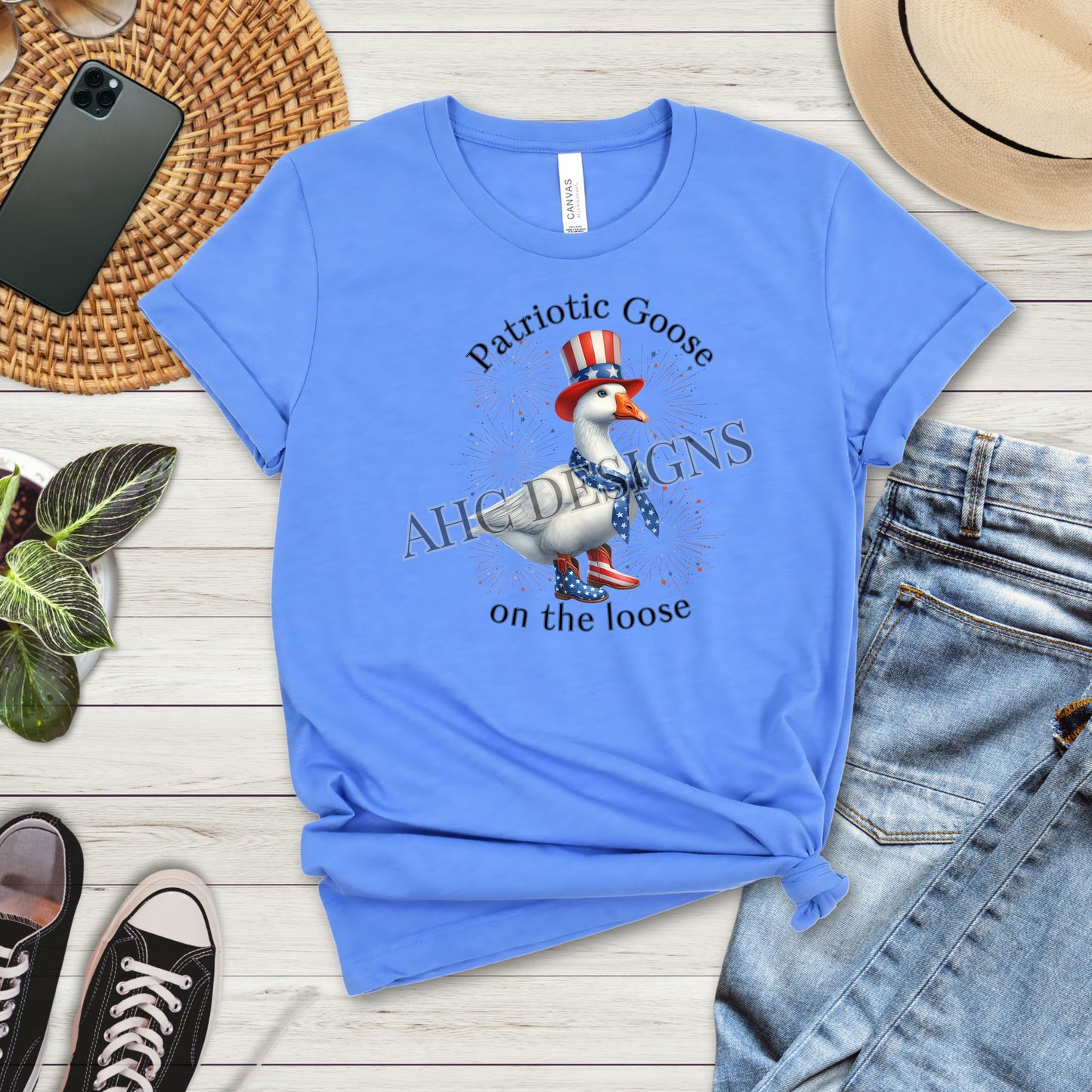 Patriotic Goose Tee - July 4th Celebration Shirt