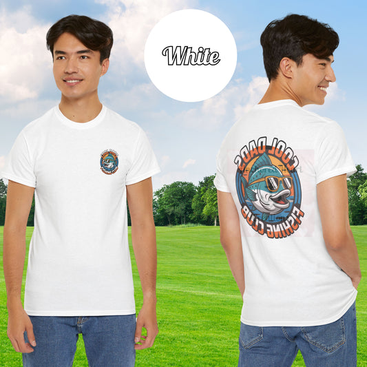 Fishing Club Tee - Cool Dad Fish with Sunglasses Unisex Heavy Cotton Shirt