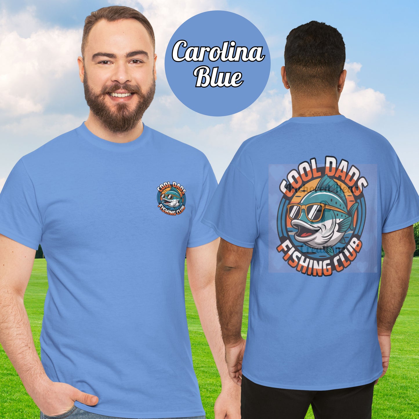 Fishing Club Tee - Cool Dad Fish with Sunglasses Unisex Heavy Cotton Shirt