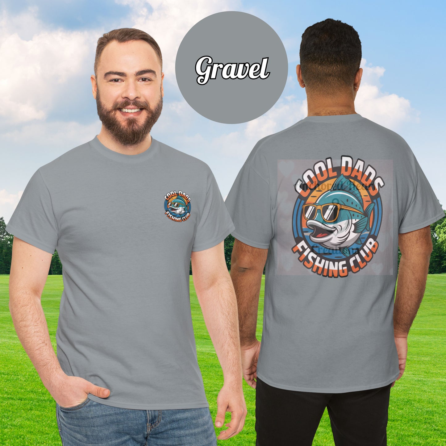 Fishing Club Tee - Cool Dad Fish with Sunglasses Unisex Heavy Cotton Shirt