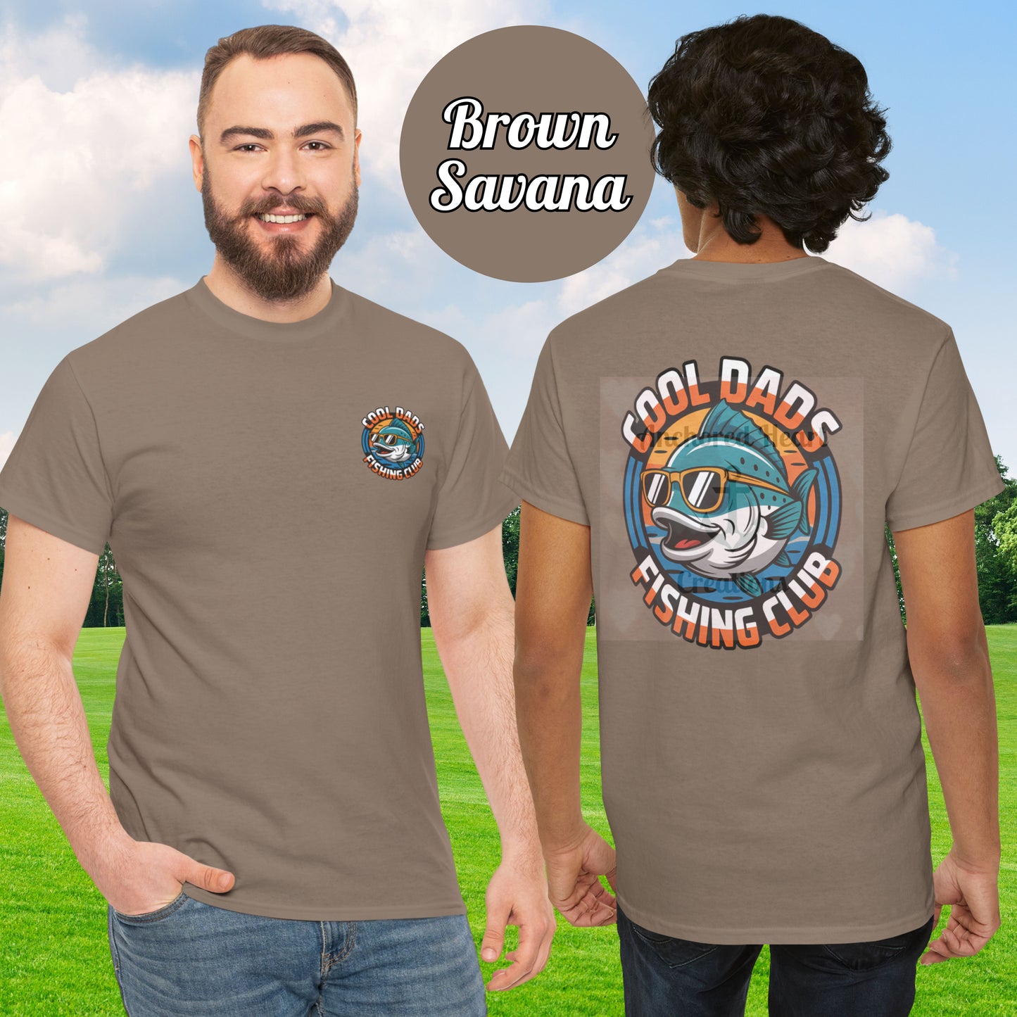Fishing Club Tee - Cool Dad Fish with Sunglasses Unisex Heavy Cotton Shirt